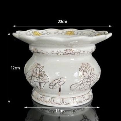 Bộ Thờ Cúng Men Sứ Bạch Ngọc Trắng: Lư, Bình, Chung, Dĩa và Án - Đồ Thờ Vạn Phúc Cao Cấp - Ảnh 6