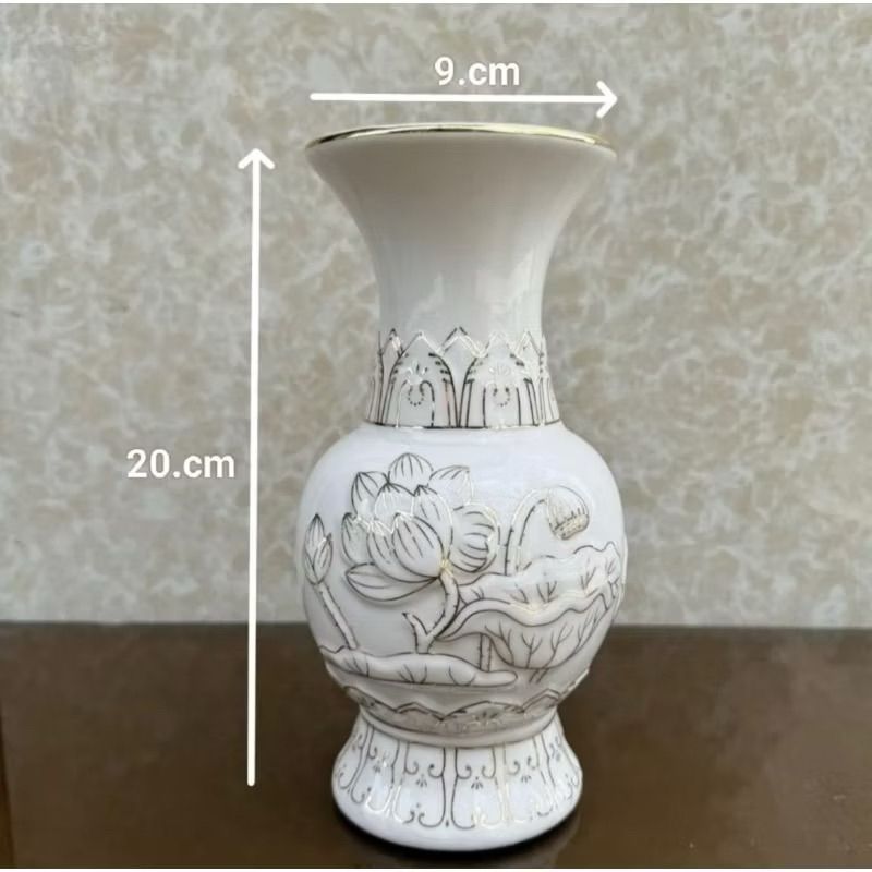 Bộ Thờ Cúng Men Sứ Bạch Ngọc Trắng: Lư, Bình, Chung, Dĩa và Án - Đồ Thờ Vạn Phúc Cao Cấp - Ảnh 7