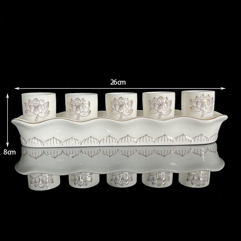 Bộ Thờ Cúng Men Sứ Bạch Ngọc Trắng: Lư, Bình, Chung, Dĩa và Án - Đồ Thờ Vạn Phúc Cao Cấp - Ảnh 16