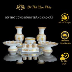 Bộ Thờ Cúng Rồng Vàng : Lư Hương, Bát Nhang, Bình Hoa, Ống Đựng Nhang, Đĩa Áng, Chung Ly, Hũ Gạo