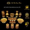 Bộ Thờ Cúng Kim Sa Lư Hương ,Bình Hoa, Dĩa Trái Cây, Chung Hũ Gạo Muối Chất Liệu Gốm Sứ Cao Cấp
