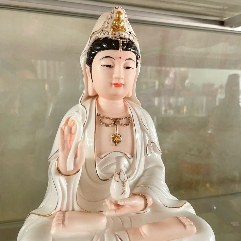 Tượng Quan Âm Bằng Sứ Đức Hoá 589 Cao 27cm - Đồ Thờ Vạn Phúc - Ảnh 2