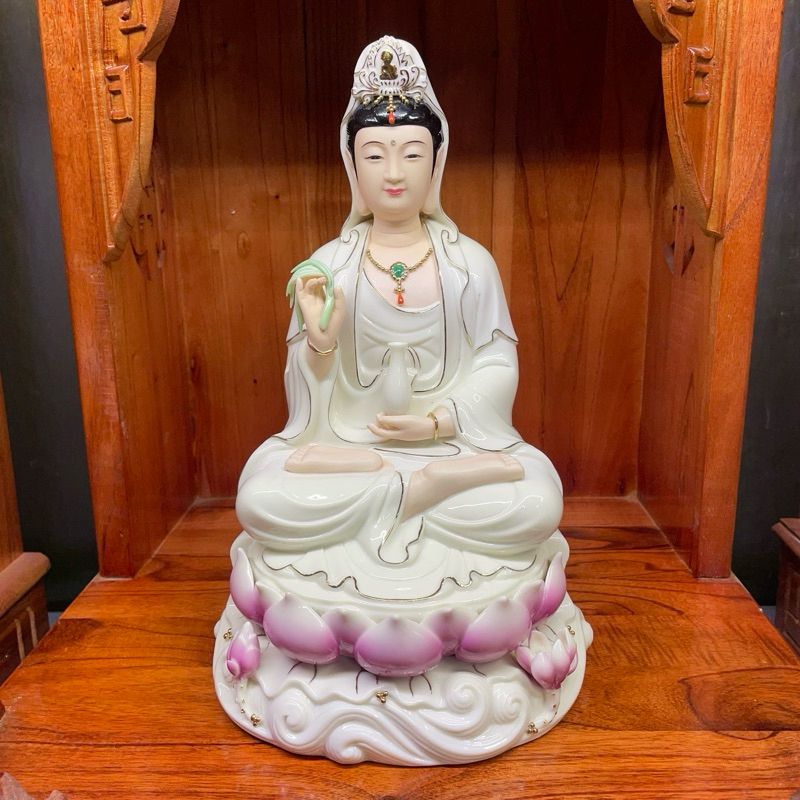 Tôn Tượng Quan Âm Phật Bà Chất Liệu Sứ Đức Hoá Cao 30cm - Đồ Thờ Vạn Phúc