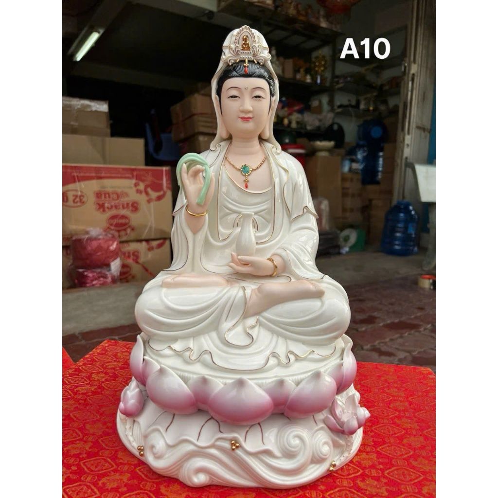 Tôn Tượng Quan Âm Phật Bà Chất Liệu Sứ Đức Hoá Cao 30cm - Đồ Thờ Vạn Phúc - Ảnh 3