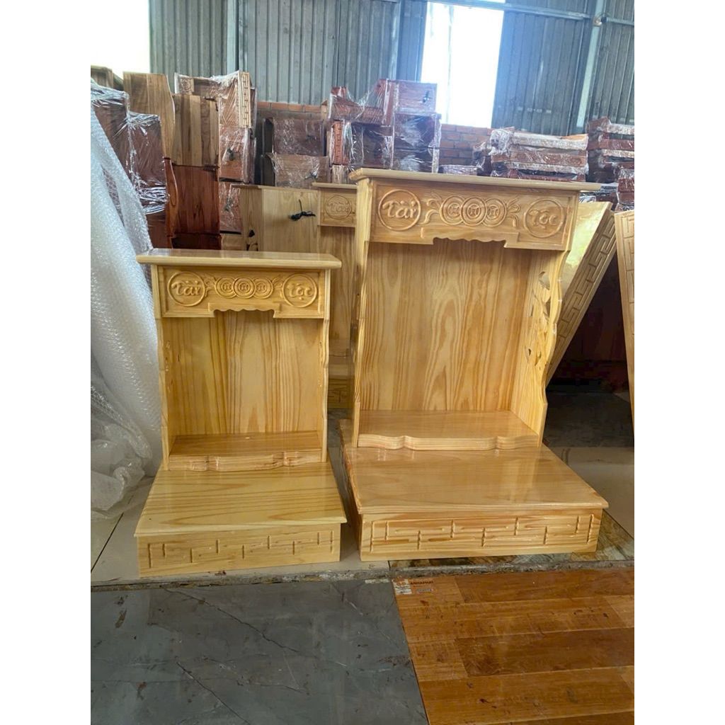 Ban Thờ Thần Tài Gỗ Xoan Kích Thước Ngang 42cm